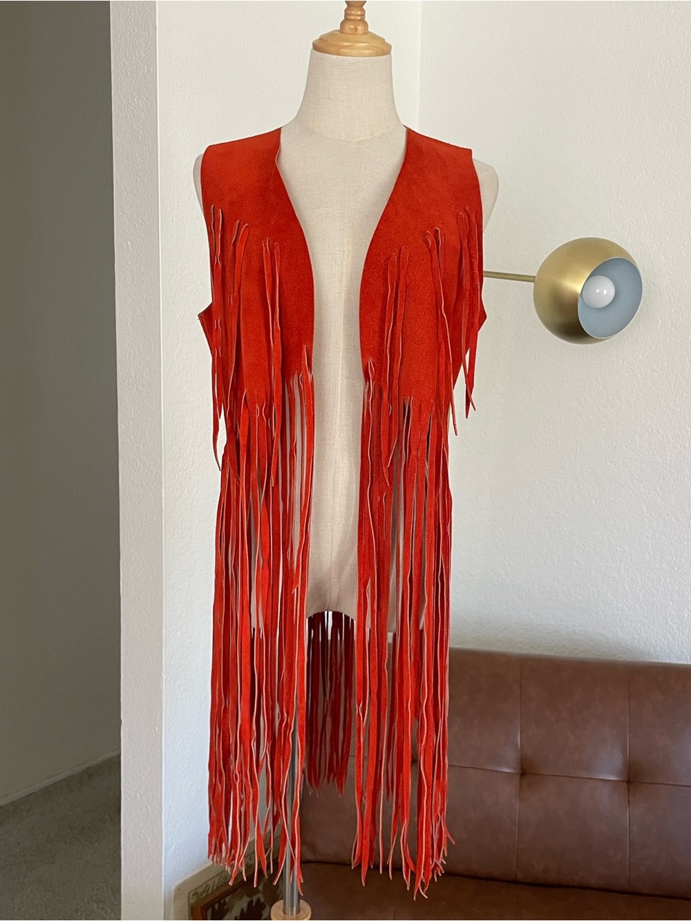 Vintage 1970s Fringe Boho Western Hippie Festival Suede Leather Vest